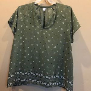 Green floral top XL